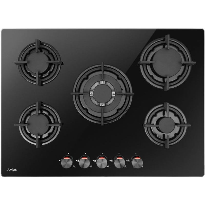 Amica Pgca7101Aob Empotrable 70 Cm Gas 5 Zonas Negro 
