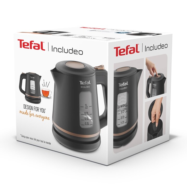 Chaleira elétrica Tefal Includeo KI533811 1 L 2400 W Preto