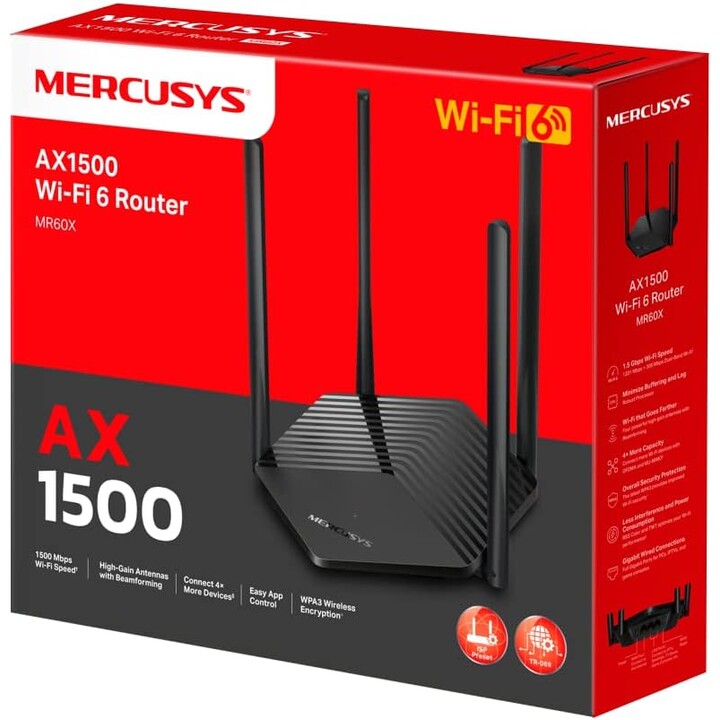 Mercusys Mr60x Dual Band Gigabit Ethernet Roteador Sem Fio (2,4 Ghz / 5 Ghz) Preto
