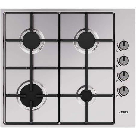 Placa de Gas Haeger PG-4GI.008A 58 cm 4 Zonas Plata