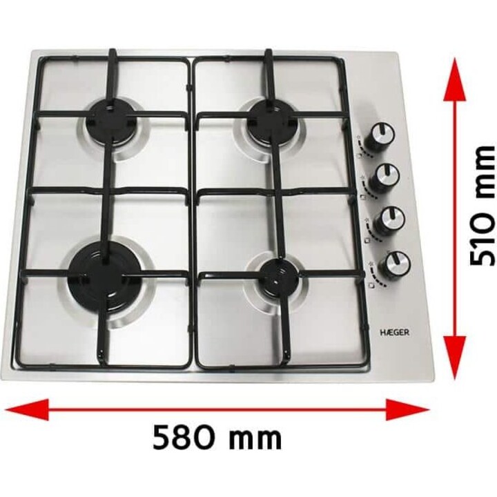 Haeger Gas Hob PG-4GI.008A 58 cm 4 zones argent