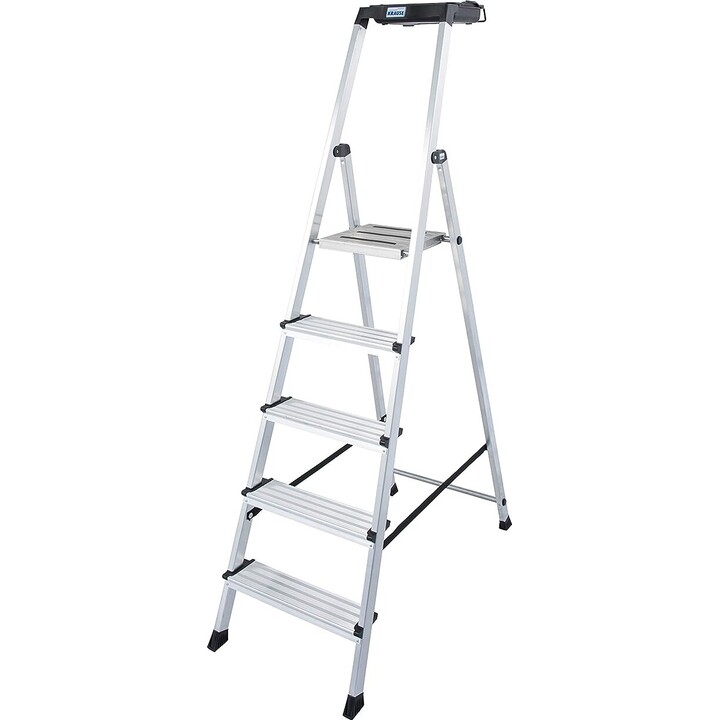 Escalera de seguridad Krause Secury de aluminio con 5 peldaños y sistema antideslizante profesional