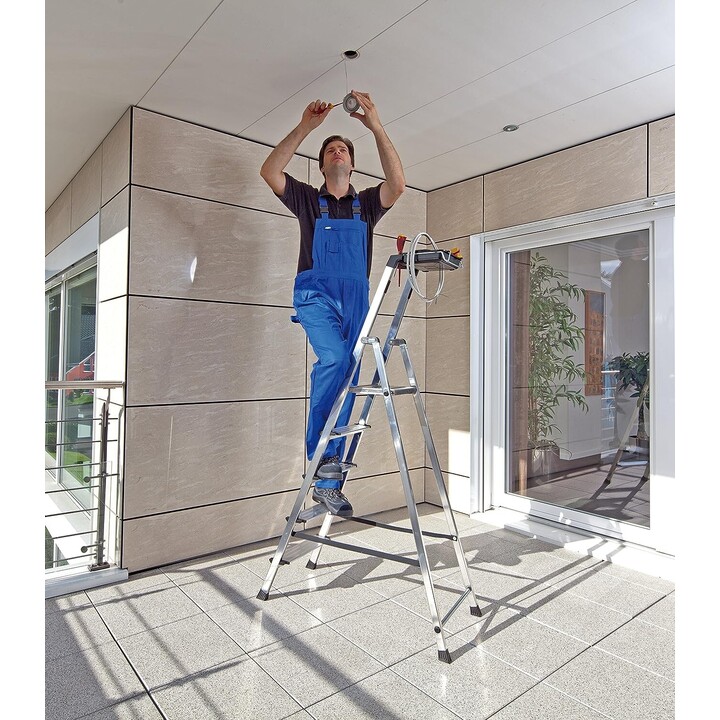 Krause Secury Aluminum Safety Step Ladder with 5 Steps and Professional Anti-Slip System