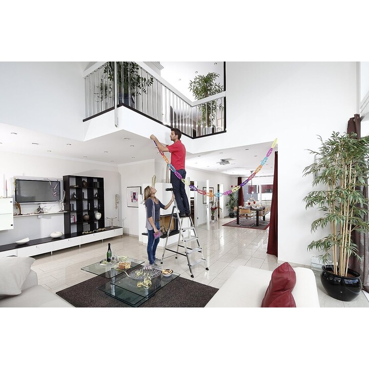 Escalera de seguridad Krause Secury de aluminio con 5 peldaños y sistema antideslizante profesional