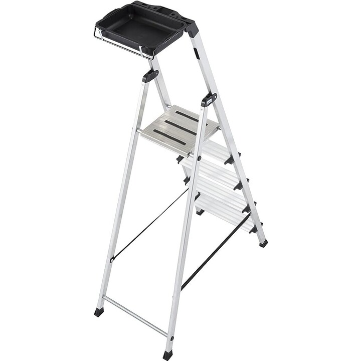 Escalera de seguridad Krause Secury de aluminio con 5 peldaños y sistema antideslizante profesional