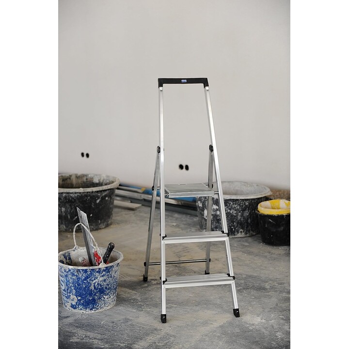 Escalera de Tijera Krause Solidy de Aluminio con 3 Peldaños para Uso Profesional