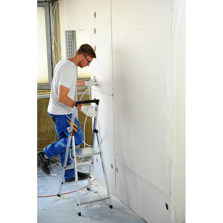 Escalera de Tijera Krause Solidy de Aluminio con 3 Peldaños para Uso Profesional