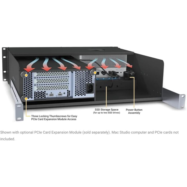 Extension de carte PCIe xMac Studio/sans module + systèmes de montage en rack pour Mac Studios