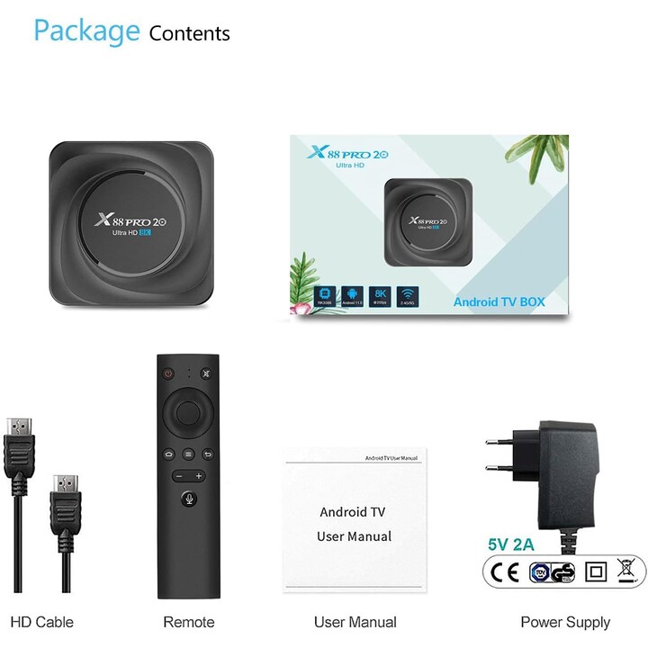OEM X88 Pro 20 8GB 128GB Android 11 Smart TV Box Schwarz