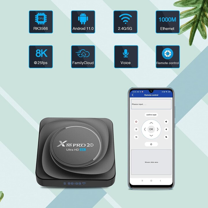 OEM X88 Pro 20 8GB 128GB Android 11 Smart TV Box Black