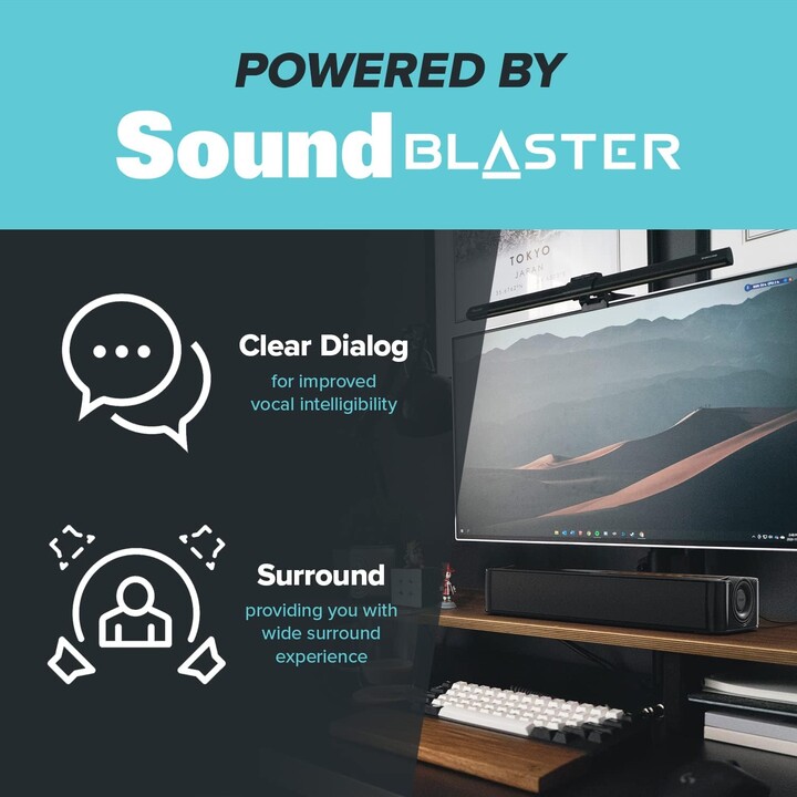 Creative Sys, spkr Stage Se Bluetooth Multimedia sotto la barra audio del monitor