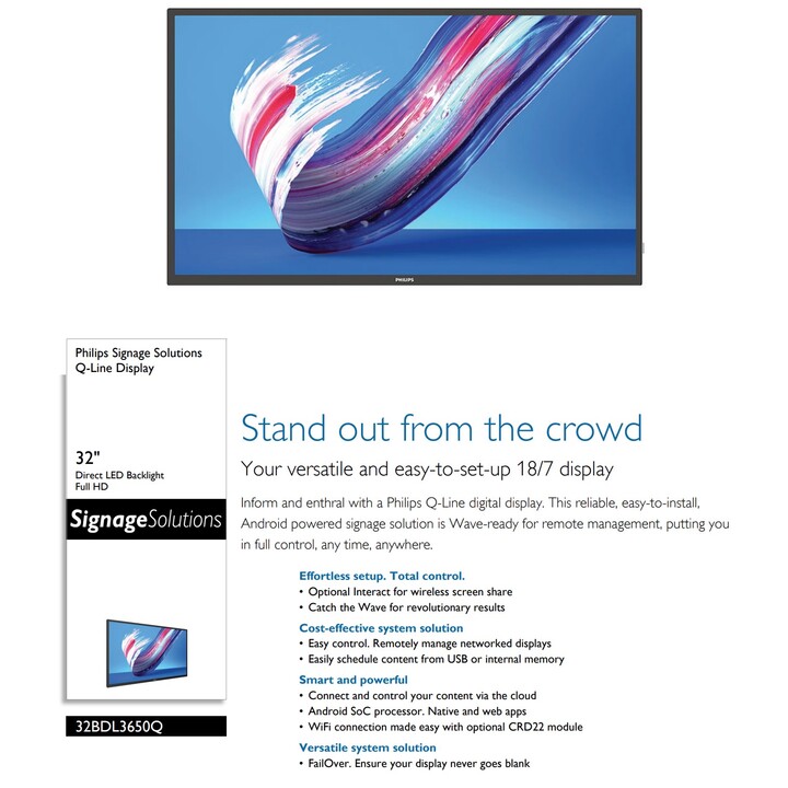 Philips Q-Line 32BDL3650Q Monitor 32" Negro