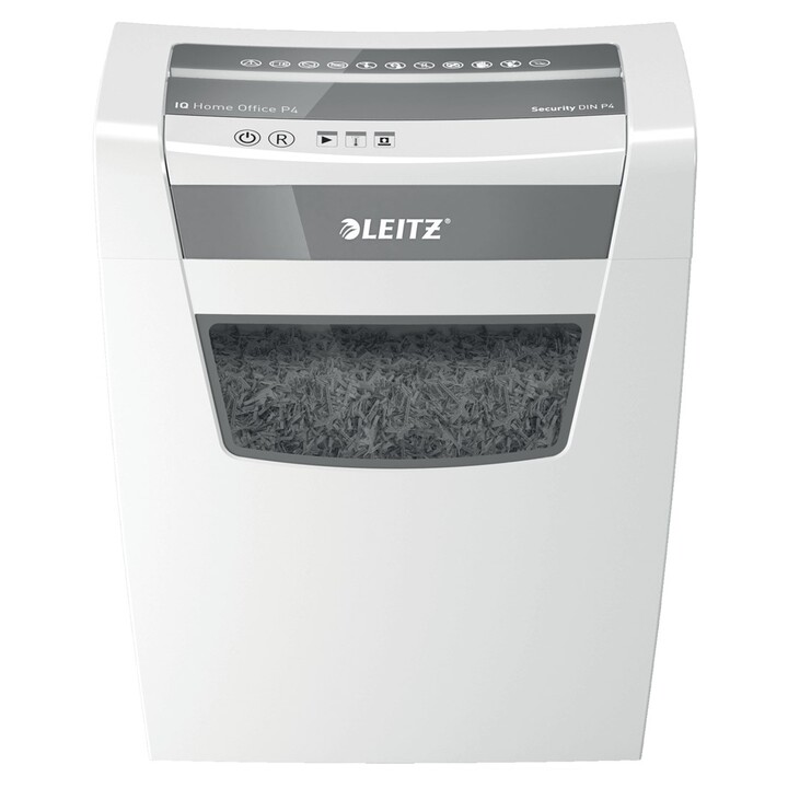 Destructeur de papier Leitz IQ Home Office P-4, coupe particules, 22 cm, blanc