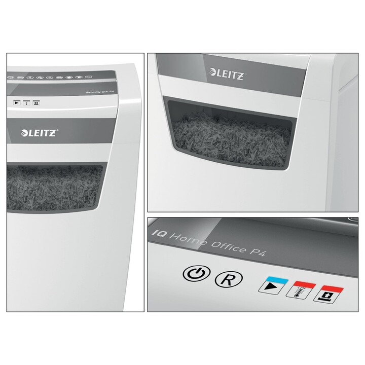 Destructeur de papier Leitz IQ Home Office P-4, coupe particules, 22 cm, blanc