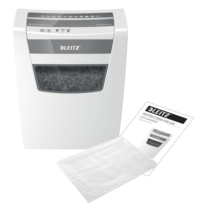 Destructeur de papier Leitz IQ Home Office P-4, coupe particules, 22 cm, blanc
