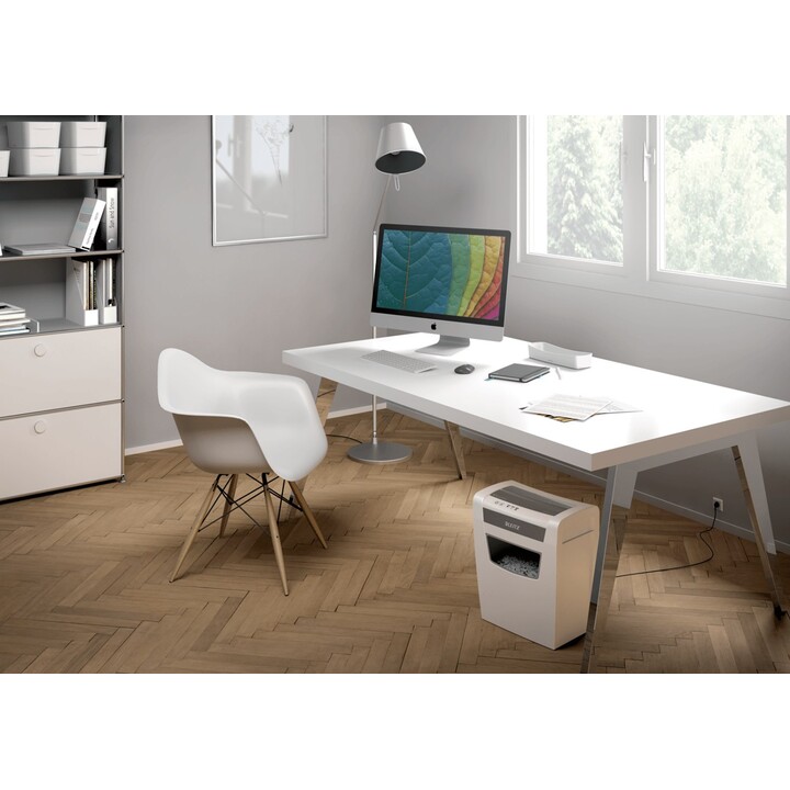 Destructeur de papier Leitz IQ Home Office P-4, coupe particules, 22 cm, blanc