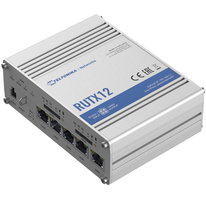Teltonika RUTX12 WLAN-Router Gigabit Ethernet Dual-Band (2,4 GHz/5 GHz) 3G 4G Silber