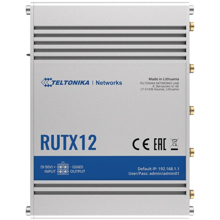 Teltonika RUTX12 routeur sans fil Gigabit Ethernet Bi-bande (2,4 GHz / 5 GHz) 3G 4G Argent