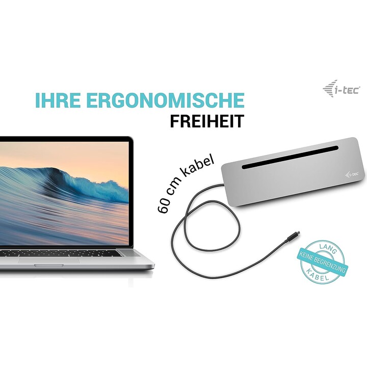 i-tec C31FLAT2PDPRO100W base de conexión USB-C ergonómica 3x 4K plata