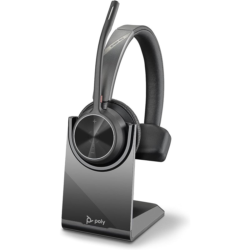 Poly Voyager 4300 UC Series 4310 Mono Auriculares supraaurales (USB-C, Bluetooth, inalámbricos, con estación de carga, certifica