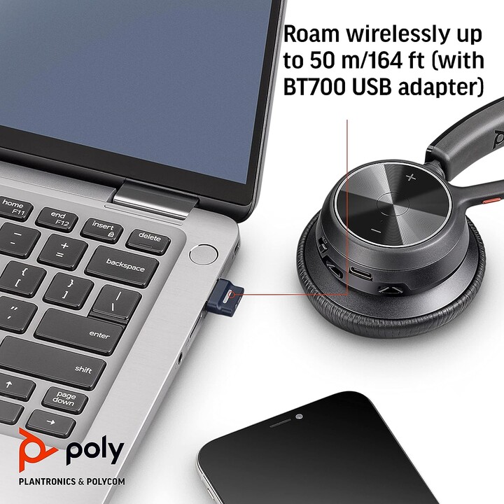 Poly Voyager 4300 UC Series 4310 Mono Auriculares supraaurales (USB-C, Bluetooth, inalámbricos, con estación de carga, certifica