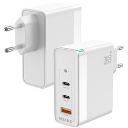 Chargeur mural Gan Aisens ASCH-100W3P008-W/ 2xUSB Type-C/ 1x USB/ 100W