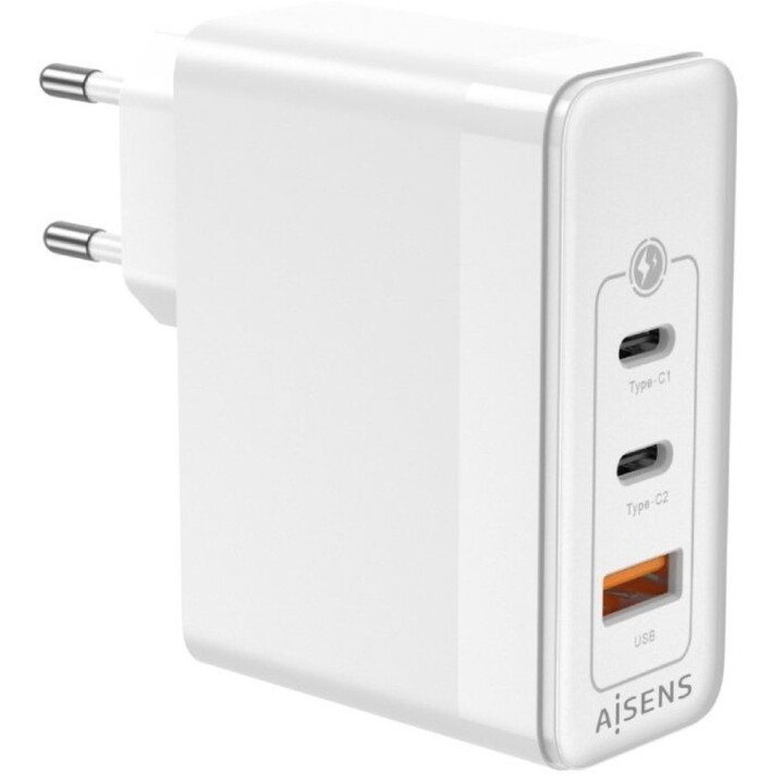 Cargador Gan de Pared Aisens ASCH-100W3P008-W/ 2xUSB Tipo-C/ 1x USB/ 100W