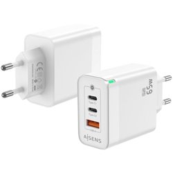 Cargador Gan de Pared Aisens ASCH-65W3P007-W/ 2xUSB Tipo-C/ 1x USB/ 65W