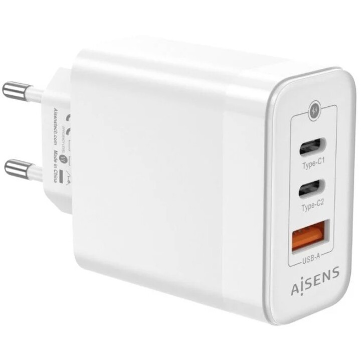 Cargador Gan de Pared Aisens ASCH-65W3P007-W/ 2xUSB Tipo-C/ 1x USB/ 65W