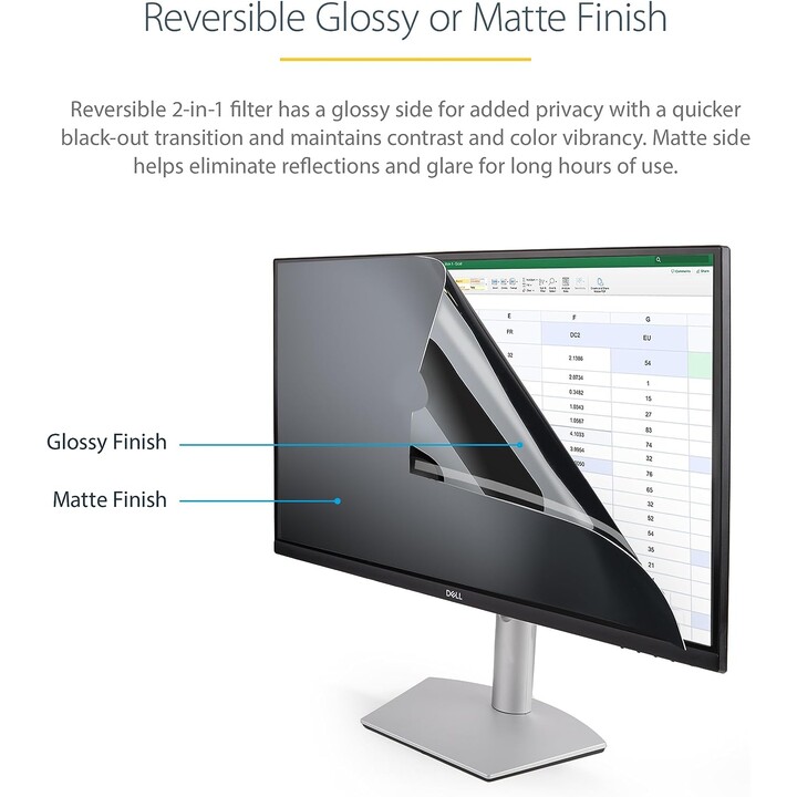 StarTech.com 28" 16:9 Monitor Blickschutzfilter, Bildschirm Blickschutzfolie mit 51% Blaulichtfilter, Sichschutzfolie mit 60 Gra