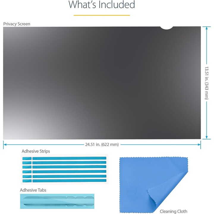 StarTech.com Filtro privacy per monitor per computer da 28" 16:9, Pellicola protettiva antiriflesso con riduzione della luce blu