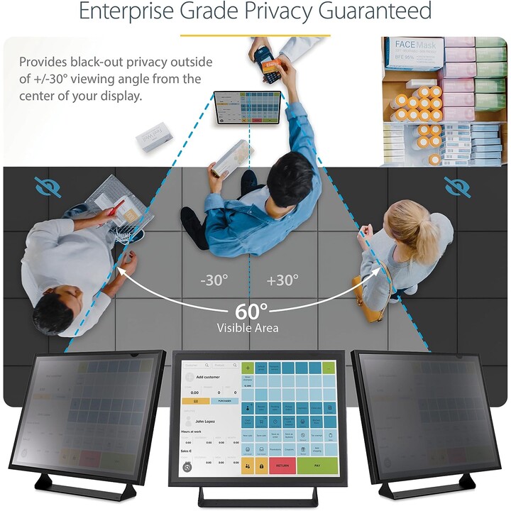 StarTech.com 19-inch 5:4 Computer Monitor Privacy Filter, Anti-Glare Privacy Screen w/51% Blue Light Reduction, Monitor Screen P