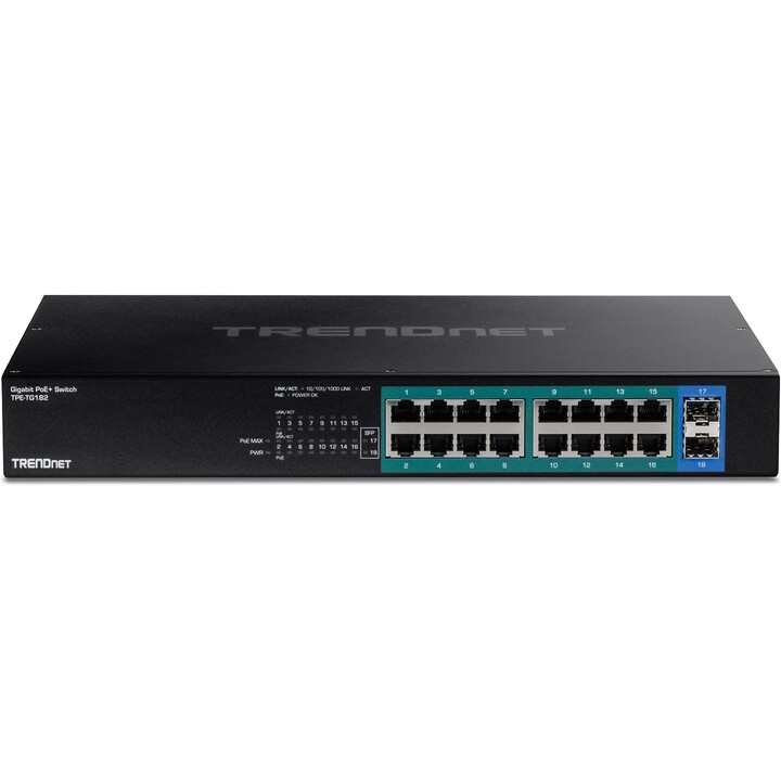 TRENDnet Switch TPE-TG182 18 Ports/ RJ-45 Gigabit 10/100/1000 PoE/ SFP