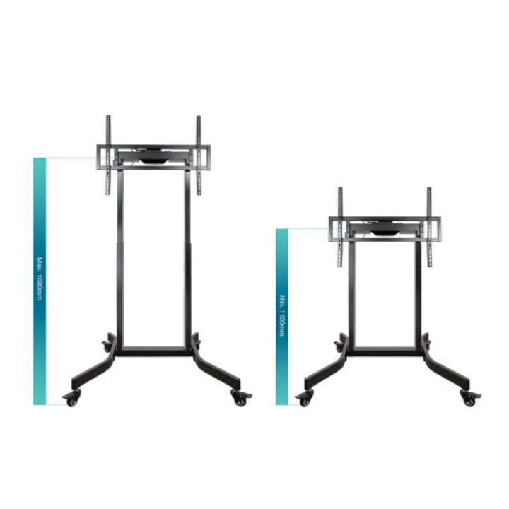 Tooq Lux Soporte De Suelo Con Ruedas Y Regulación Eléctrica De Altura Para Pantallas 55"-100", Negro