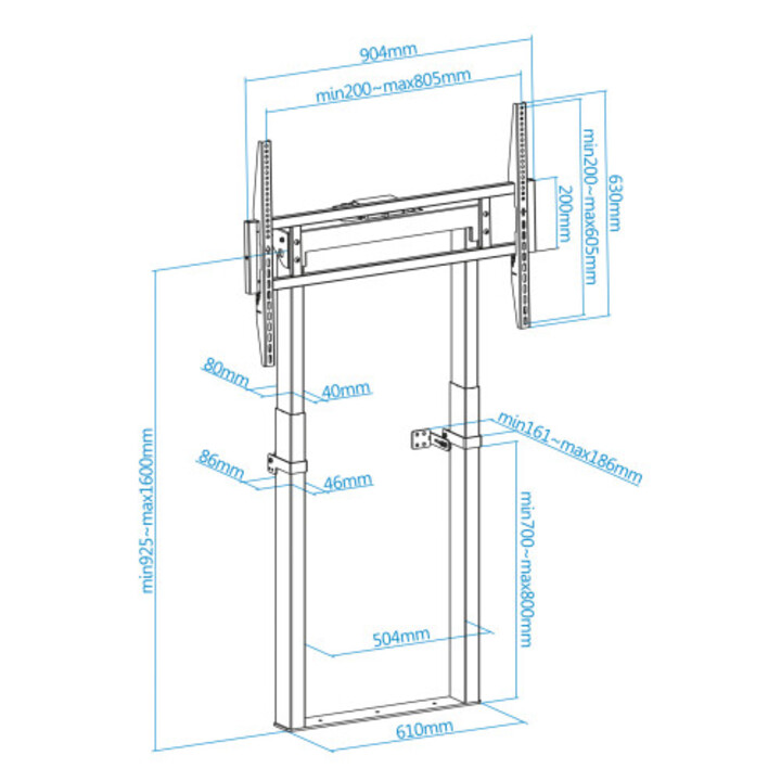Tooq Titan Soporte De Suelo Fijo Con Regulación Eléctrica De Altura Para Pantallas 55"-100", Negro