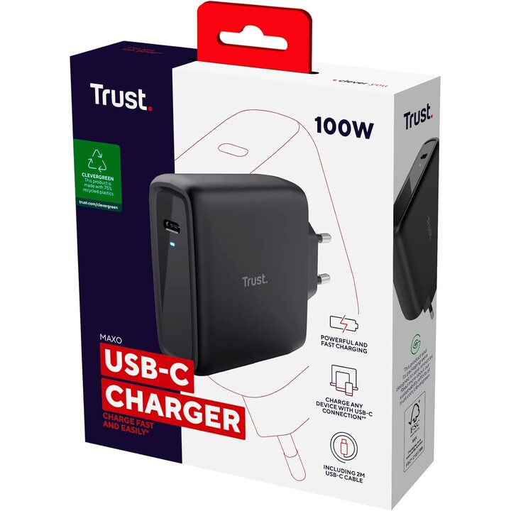 Trust Maxo 1xUSB USB-C-Ladegerät 100W schwarz