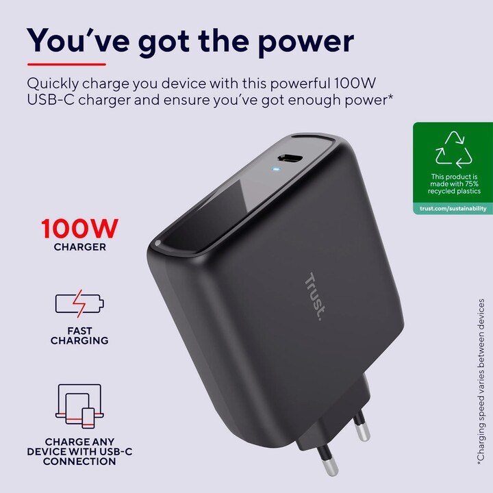 Trust Maxo 1xUSB USB-C-Ladegerät 100W schwarz