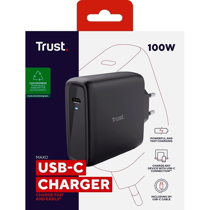 Trust Maxo 1xUSB USB-C-Ladegerät 100W schwarz