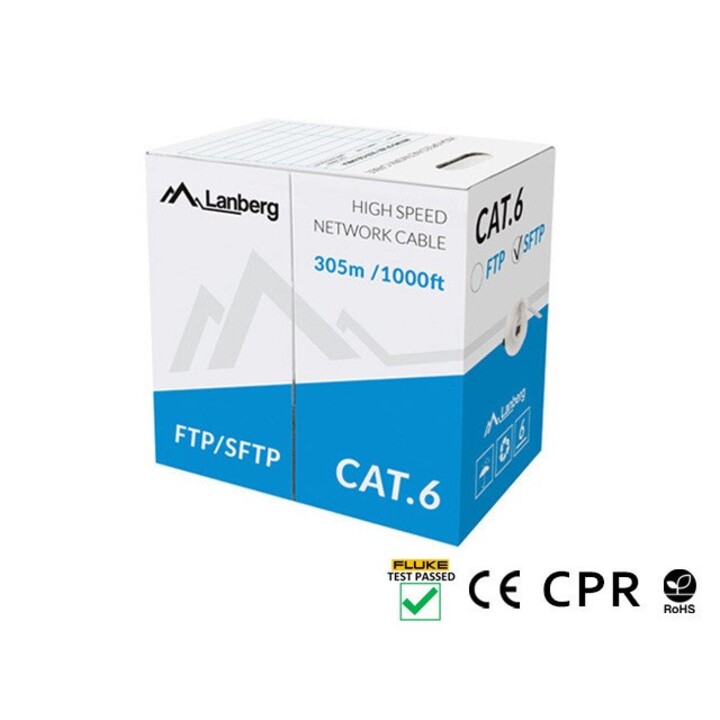 Lanberg LCS6-11CU-0305-S câble de réseau 305 m Cat.6 SFTP CPR+ Fluke passed Gris