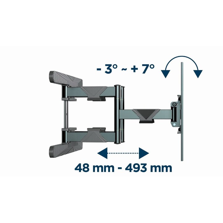 Gembird WM-80ST-01 Vollbewegliche TV-Wandhalterung, 40–80 Zoll (50 kg)