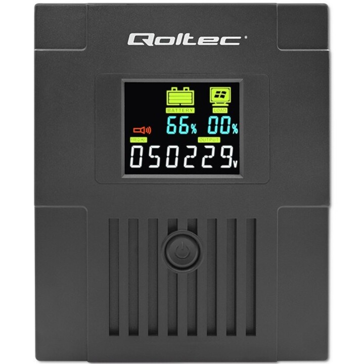 Qoltec 53770 Interactive Uninterruptible Power Line | Monolith | 1500VA | 900W | LCD | USB