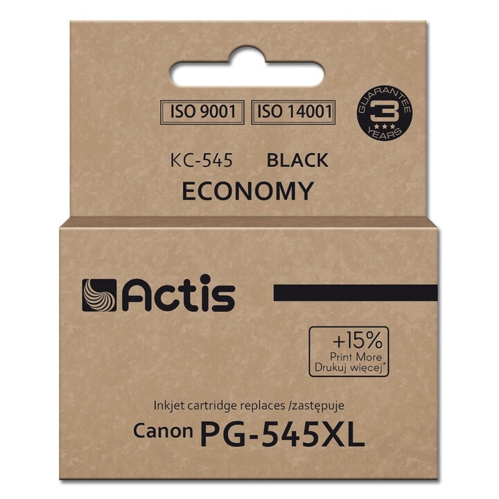 Actis KC-545 Tintenpatrone (Canon PG-545XL Ersatz; Höchst; 15 ml; 207 Seiten; Schwarz ). Druckt 15 % mehr als OEM.