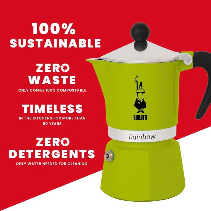 Bialetti Rainbow Italienische Kaffeemaschine Schwarz Grün