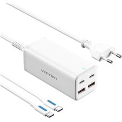 Cargador de Pared Vention FBSWG-EU/ 2xUSB Tipo-C/ 2xUSB/ 100W