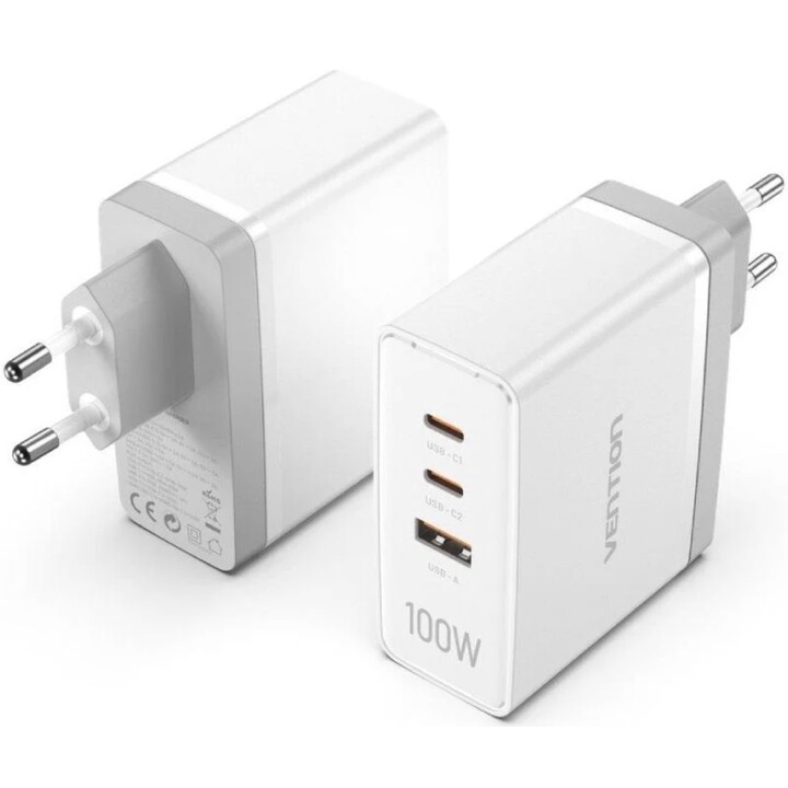 Caricatore da muro Vention FEGW0-EU/ 2xUSB Type-C/ 1xUSB/ 100W