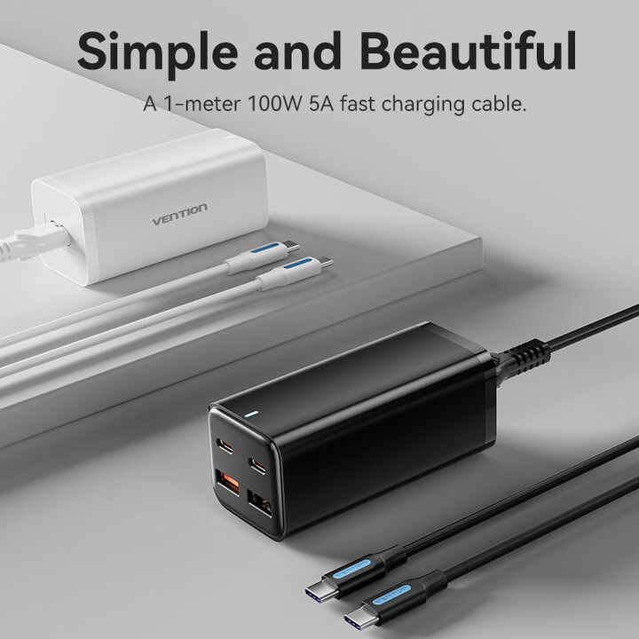 Chargeur mural Vention FBSWG-EU/ 2xUSB Type-C/ 2xUSB/ 100W