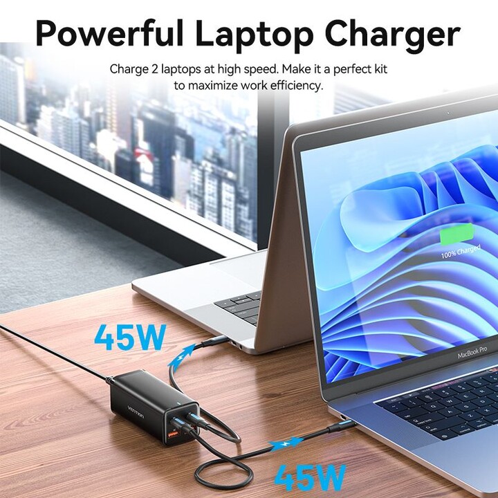Chargeur mural Vention FBSWG-EU/ 2xUSB Type-C/ 2xUSB/ 100W