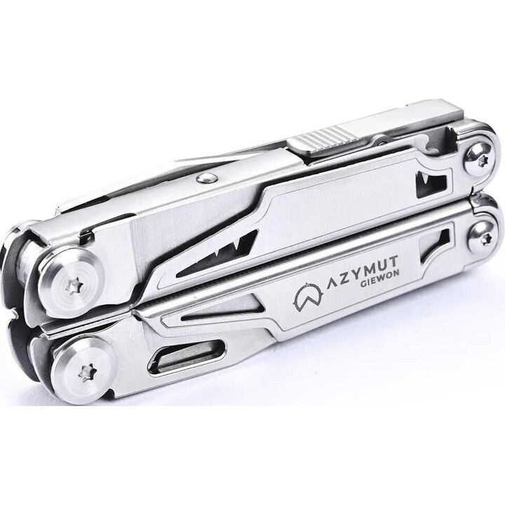 AZYMUT Giewon Multi-Tool 14-in-1, Silver Stainless Steel with Black Nylon Pouch