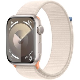 Apple Watch Series 9 GPS 45mm Sternweißes Aluminiumgehäuse mit sternweißem Schlaufensportarmband