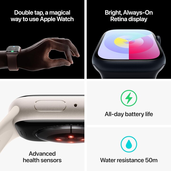 Apple Watch Series 9 GPS Cellular 45mm Midnight Aluminum Case with Midnight Sport Band M/L